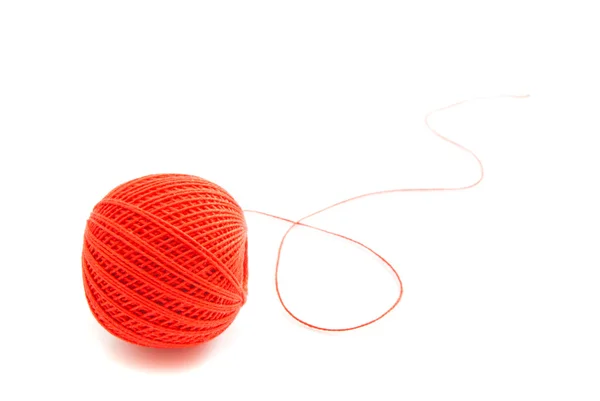 Single spool of red thread on white — Stock Photo, Image