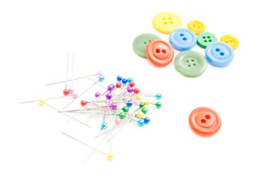 renkli pimleri ve plastik düğmeler 