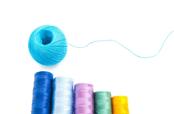Premium Photo  Texture of blue thread in spool for sewing on a