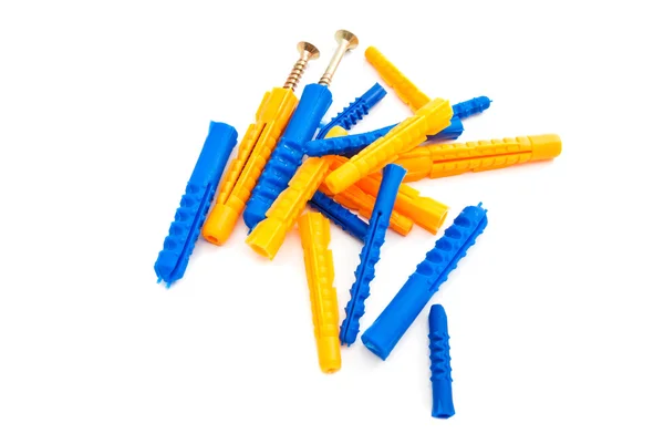 Colorful dowels and screws — Stock Photo, Image