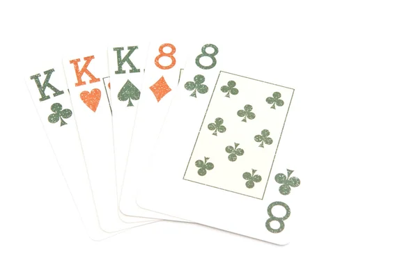 Full house of cards on white — Stock Photo, Image