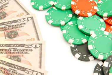 dolar ve renkli plastik fiş