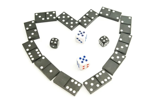 Fichas de dominó y dados en blanco — Foto de Stock
