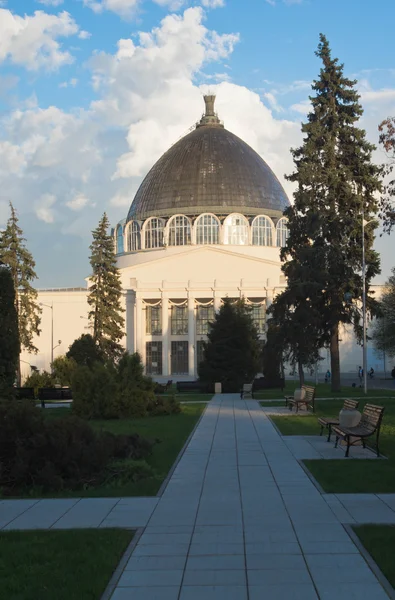 Будівля з скляним куполом в парку — стокове фото