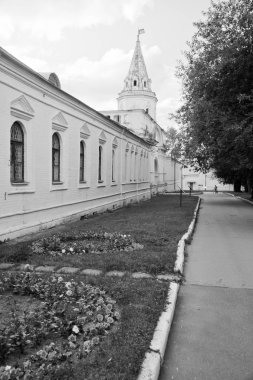 Antik beyaz taş yaz Siyah ve beyaz kule