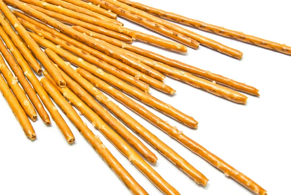 Some salted breadsticks on white — Stock Photo, Image