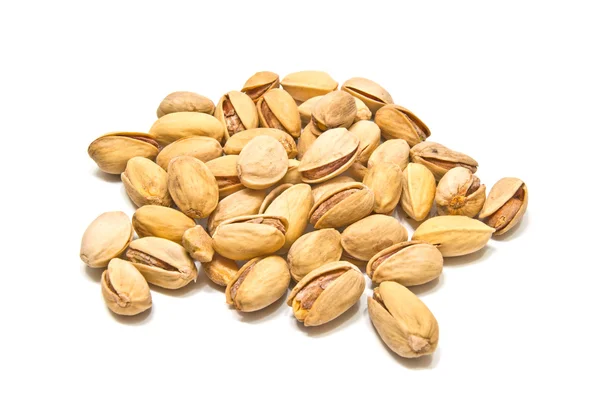 Yummy roasted pistachios on white — Stock Photo, Image