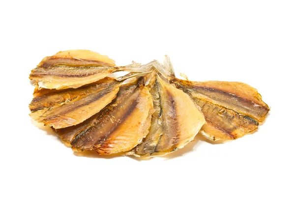 Cinco rebanadas de pescado ahumado de cerca — Foto de Stock