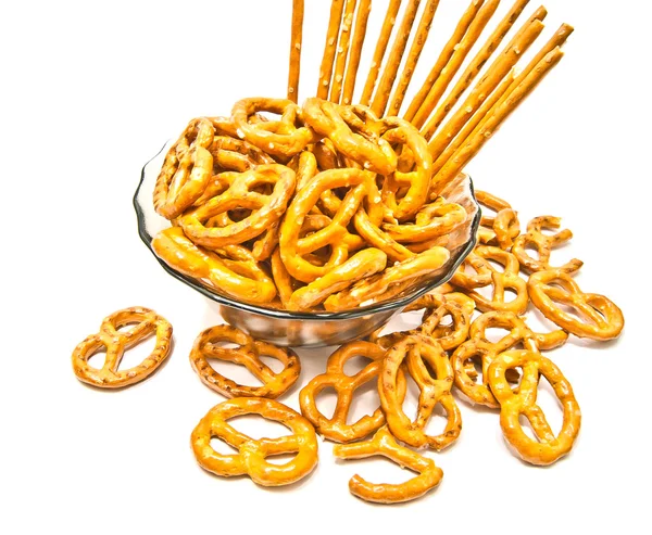 Many breadsticks and pretzels — Stock Photo, Image