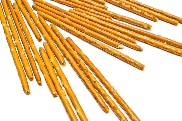 Salted breadsticks on white — Stock Photo, Image
