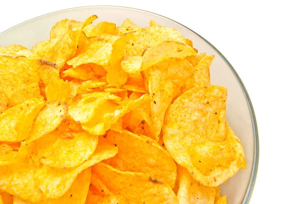 Crispy potato chips in a bowl — Stock Photo, Image