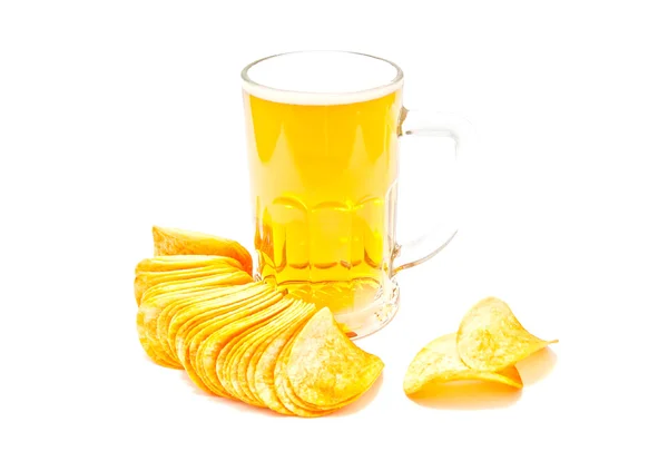 Chips and beer — Stock Photo, Image