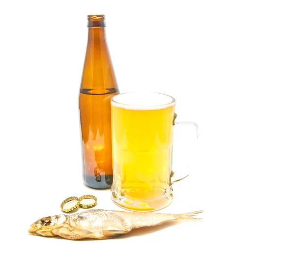 Piwo i słony Sztokfisz — Zdjęcie stockowe