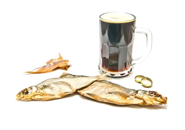 Stockfish e copo de cerveja — Fotografia de Stock