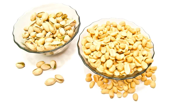 Two plate with tasty nuts — Stock Photo, Image