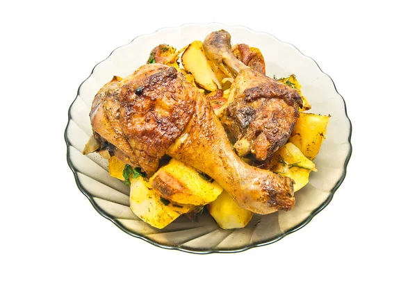 Kızarmış tavuk ve patates — Stok fotoğraf