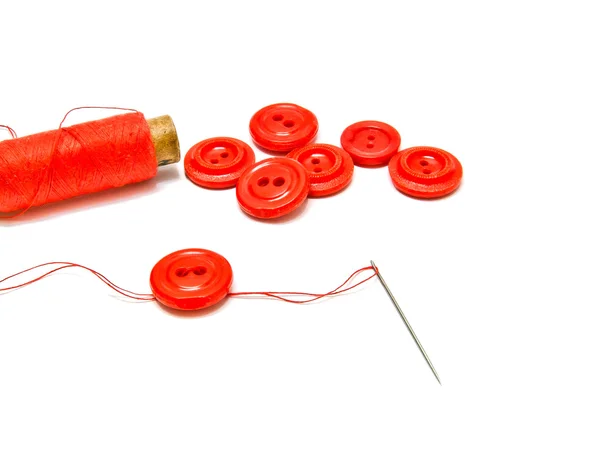 Spool of thread and buttons — Stock Photo, Image