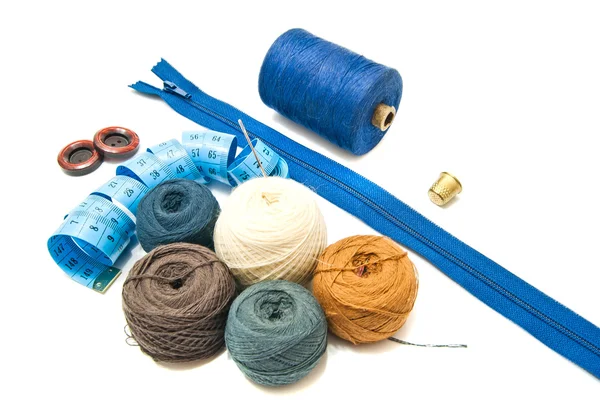 Balls of yarn and meter — Stock Photo, Image