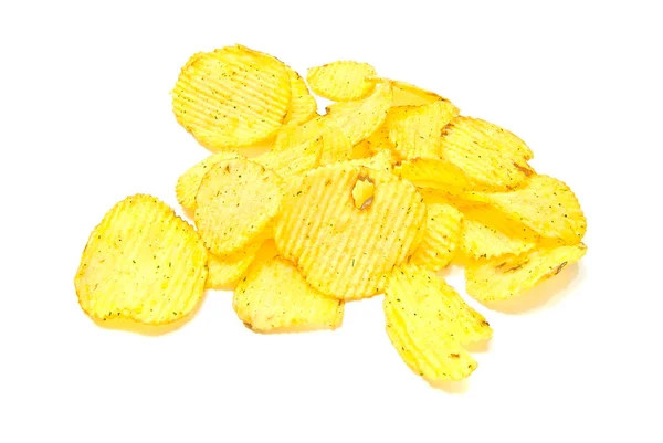 Many corrugated chips on white — Stock Photo, Image