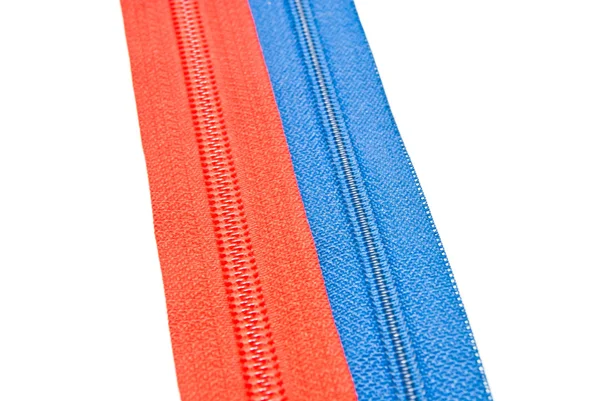 Two different colors zipper closeup — Stock Photo, Image