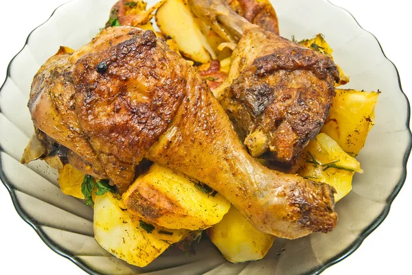 Sabroso pollo asado y patatas —  Fotos de Stock