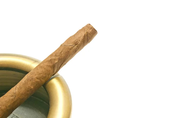 Cigarillo in metal ashtray — Stock Photo, Image