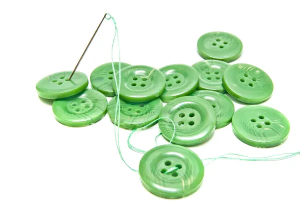 緑の糸とボタン — ストック写真