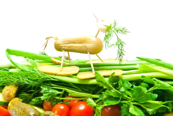 Quelques légumes avec figure de mouton — Photo