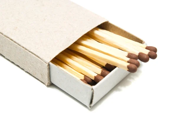 Matchbox with matches on white — Stock Photo, Image