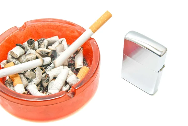 Two cigarettes and metal lighter — Stock Photo, Image