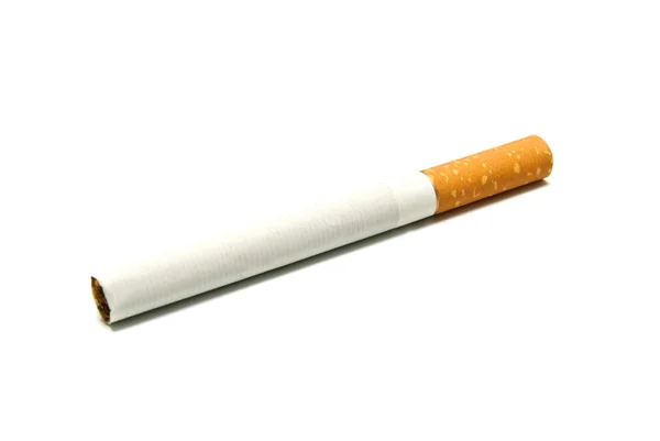 Enkel sigarett med filter på hvitt – stockfoto