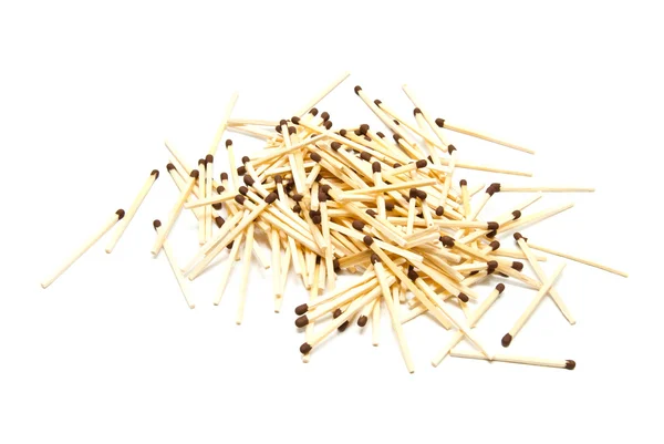 Small heap of many matches on white — Stock Photo, Image