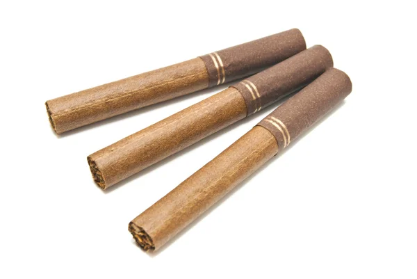 Tres cigarrillos en blanco — Foto de Stock