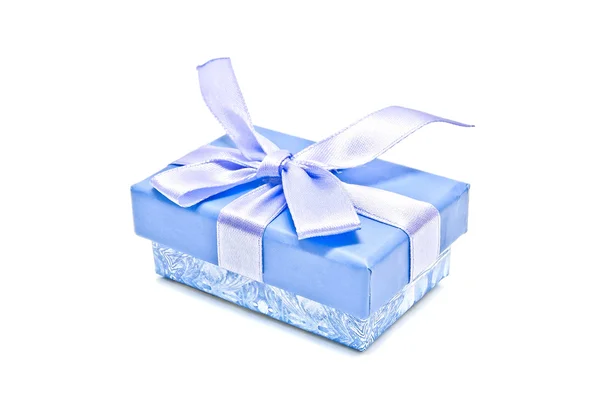 Single blue gift box — Stock Photo, Image