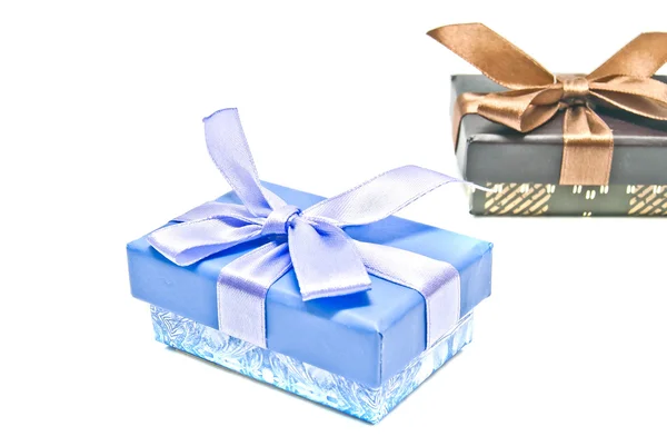 Pair of gift boxes on white — Stock Photo, Image
