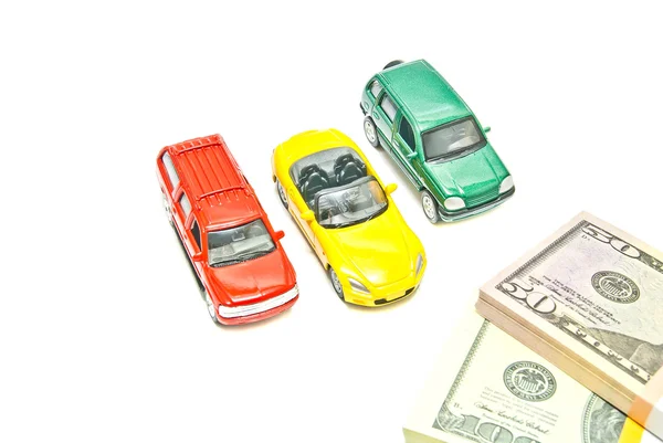 Cars and dollar notes — Stock Photo, Image