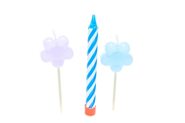 Tre färgade födelsedag ljus — Stockfoto