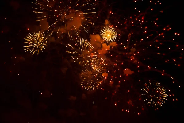 Many fireworks in the night sky — Stock Photo, Image