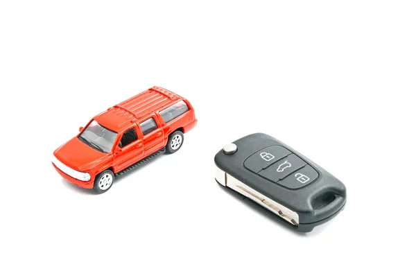 Keys and red car — Stock Photo, Image