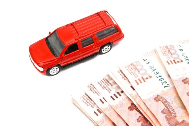 kırmızı araba ve banknot
