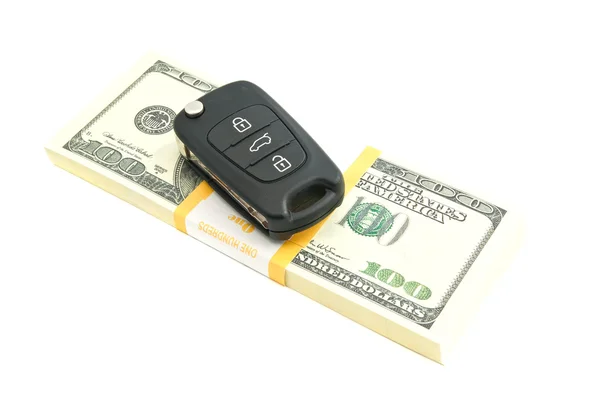 One hundred dollars notes and car alarm — Stock Photo, Image