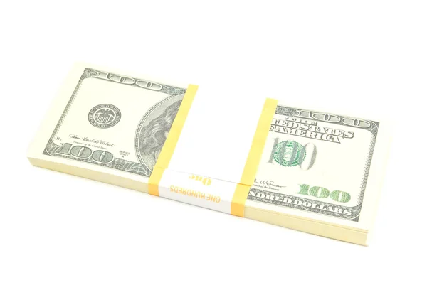 Confezione da cento dollari banconote — Foto Stock