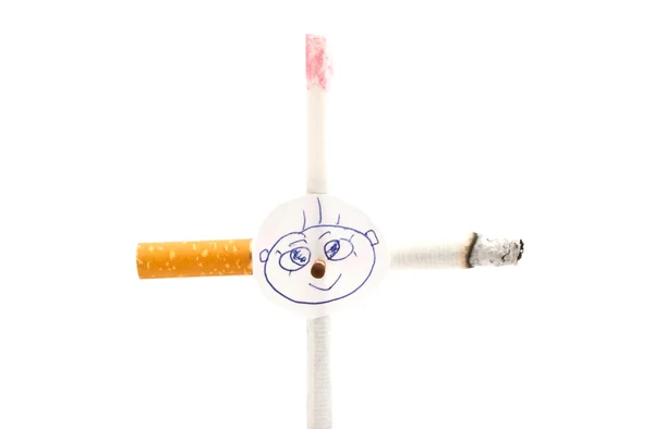 Cruz de cigarros com retrato de crianças — Fotografia de Stock