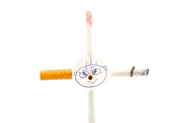 Kříž ze dvou cigaret — Stock fotografie