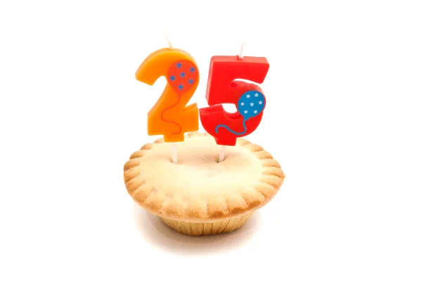 Cupcake with twenty five years birthday candle — Stock Photo, Image