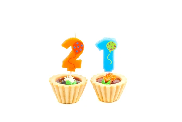Cakes with twenty one years birthday candle — Stock Photo, Image