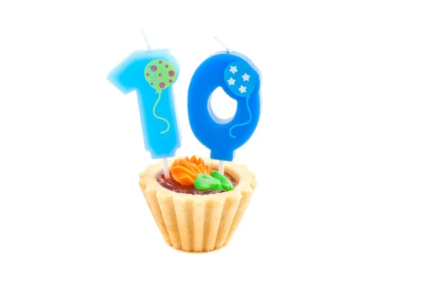 A tízéves születésnapi gyertya torta — Stock Fotó
