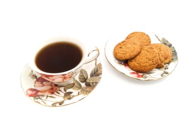 beyaz çay ve yulaf ezmesi çerezleri fincan