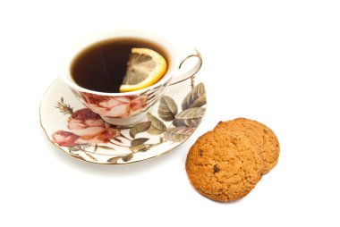 tanımlama bilgileri ve limonlu çay fincan