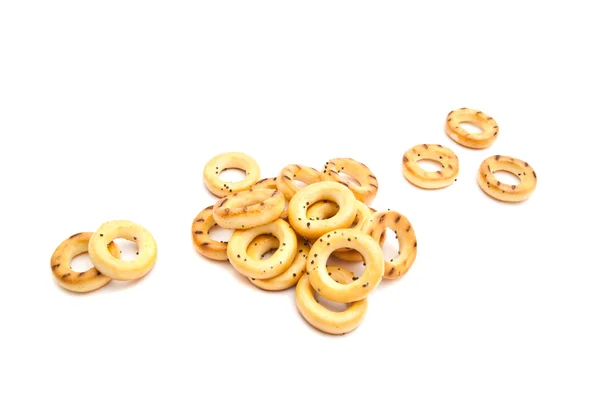 Bunch of bagels on white — Stock Photo, Image